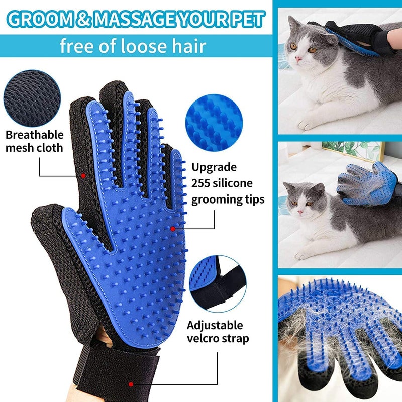 SILENCIO Pet and Cat Hair Removal Brush with Self-Cleaning Base & Grooming Glove Brush, Resuable Double Sided Absorb Efficient Animal Fur Removal Set for Clothing, Furniture, Couch, Carpet, Car Seat - Image 3