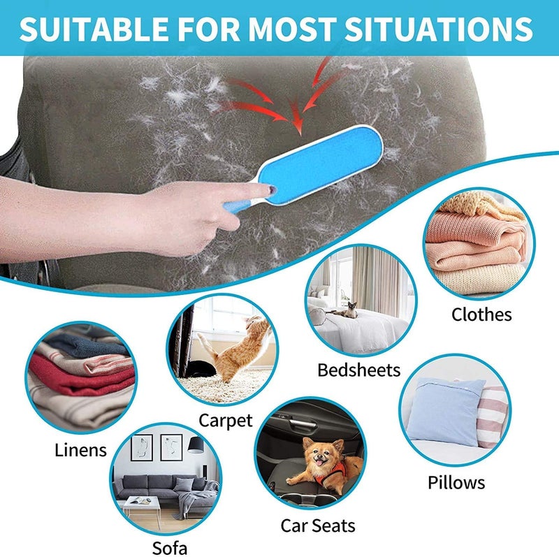 SILENCIO Pet and Cat Hair Removal Brush with Self-Cleaning Base & Grooming Glove Brush, Resuable Double Sided Absorb Efficient Animal Fur Removal Set for Clothing, Furniture, Couch, Carpet, Car Seat - Image 4
