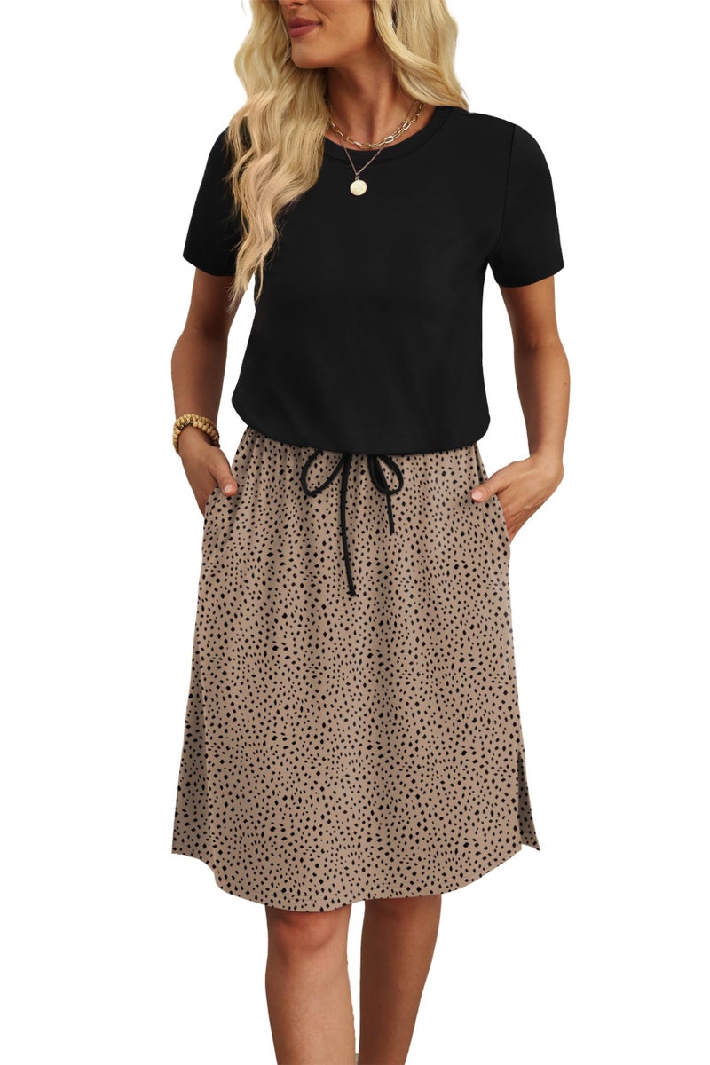 OFEEFAN Womens Summer Dresses 2026 Spring Fashion Sundresses Short Sleeve Tie Waist Beach Vacation Clothes Cruise Outfit XXL - Image 4