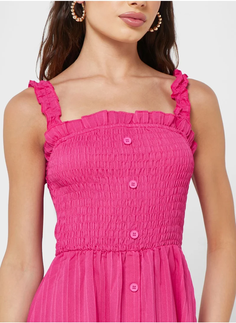 Ginger Square Neck Button Detail Dress