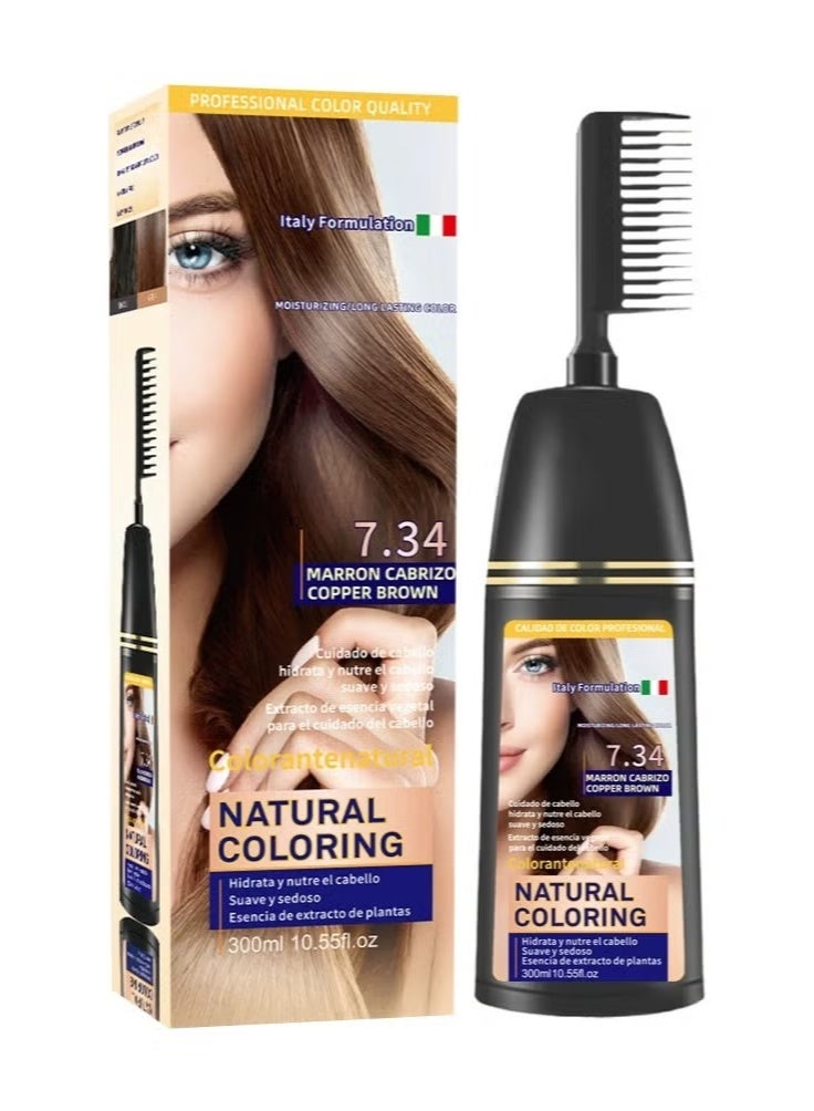 Lntegrated Comb Colorful Plant Nourishing White To Black Hair Dye (Light Brown) - Image 1