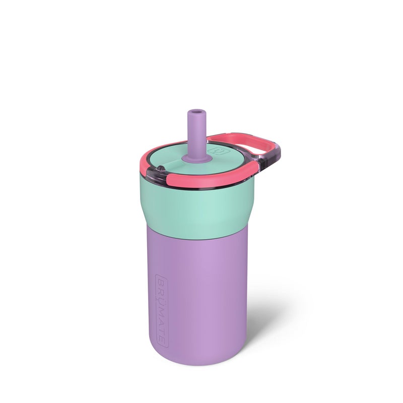 BrMate Leap 12oz 100 Leakproof Kids Tumbler with Handle and Silicone Soft Straw Drop Resistant Silicone Sleeve For Kids 4 Insulated Stainless Steel Cup Holder Friendly 12oz Stardust