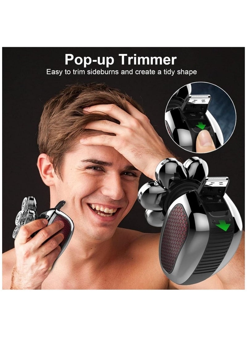 general Detachable Electric Shavers for Bald Men Waterproof Wet and Dry Dual Use 7D with Hair Sideburns Trimmer 6 in 1 Electric Razor Cordless Men's Grooming Kit - Image 4