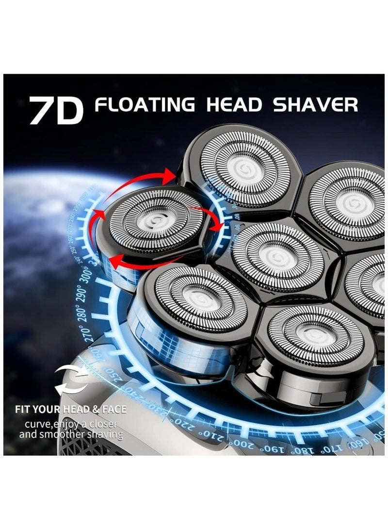 general Detachable Electric Shavers for Bald Men Waterproof Wet and Dry Dual Use 7D with Hair Sideburns Trimmer 6 in 1 Electric Razor Cordless Men's Grooming Kit - Image 2