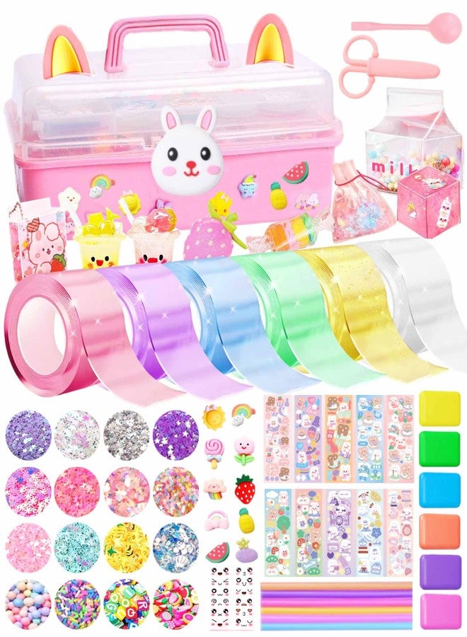 ZiZa Cute Bunny Nano Tape Bubble Kit for Kids, Nano Tape Squishy Maker Making Kit, Birthday Arts and Crafts Gifts Toys for Girls, Step by Step Video Tutorials - Image 1