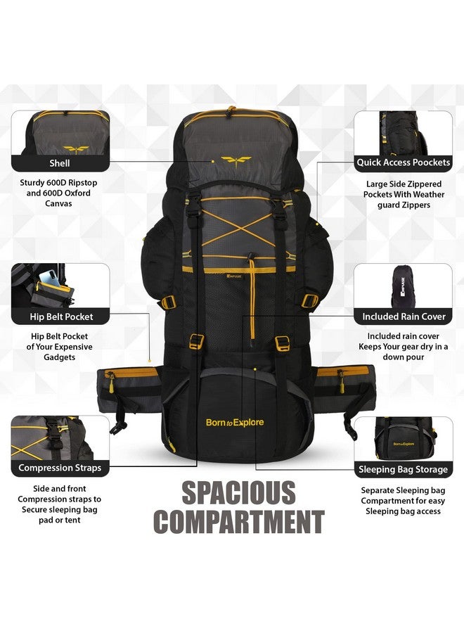 Impulse Impulse rucksack bags 75 litres for men, tourist bag for travel, backpack for hiking trekking camping, banyan black bag with 1 Year Warranty  - Image 2