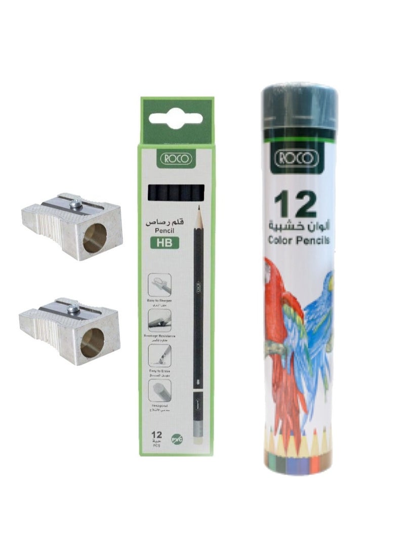 ROCO Set Of HB Pencils and Color Pencil With Two Sharpener  - Image 2