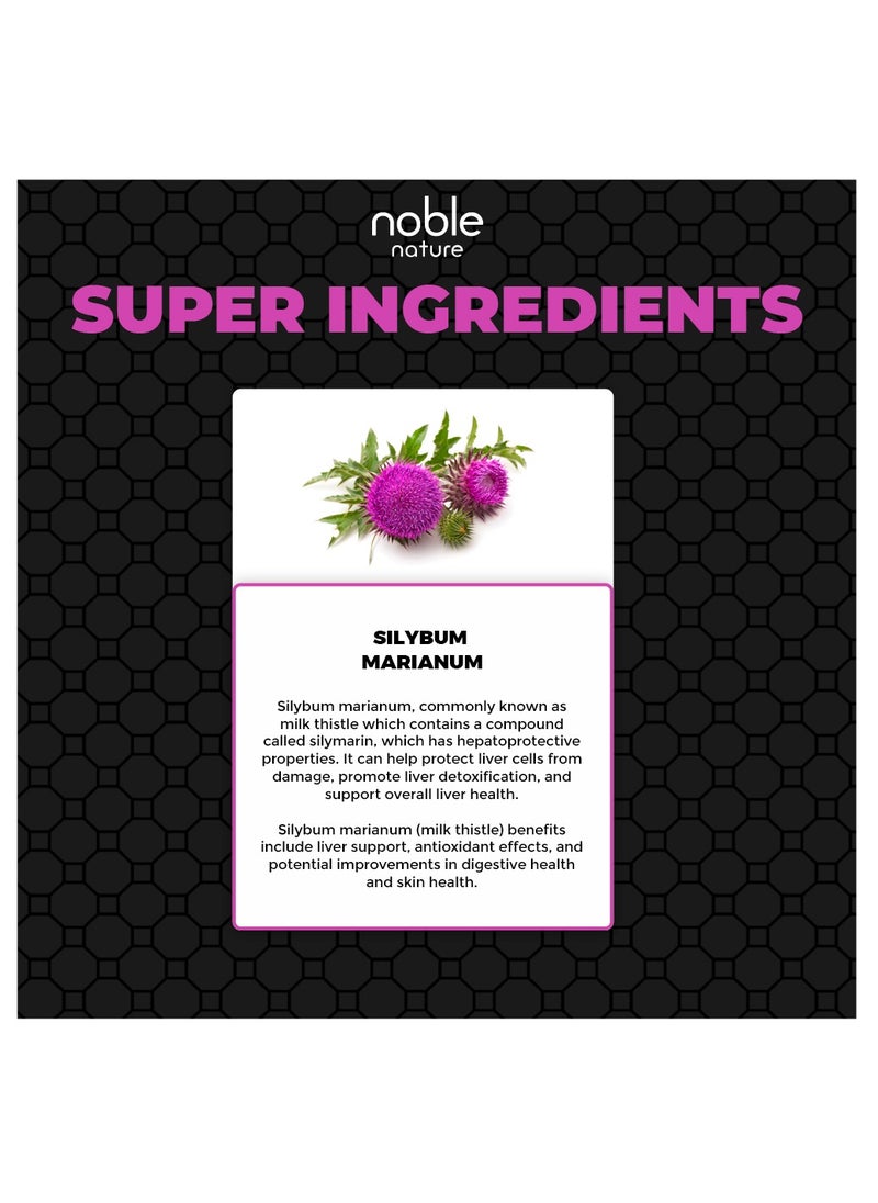 noble nature Milk Thistle 15000MG Silymarin Marianum - Natural Antioxidant Support, 120 Capsules  - Image 5