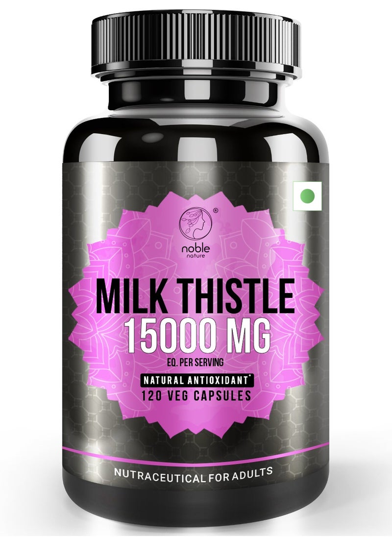 noble nature Milk Thistle 15000MG Silymarin Marianum - Natural Antioxidant Support, 120 Capsules  - Image 1