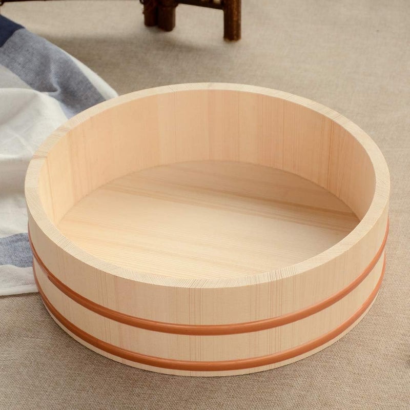 Kichgather 118 Inch Wooden Sushi Rice Bowl Hangiri Sushi Oke Rice Mixing Tub - Image 2
