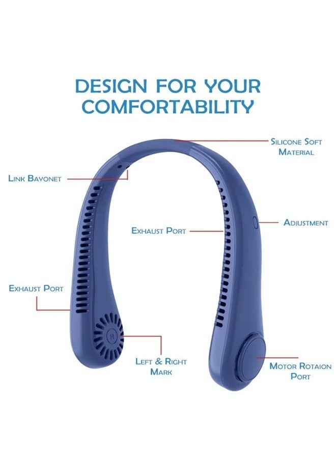 USB Rechargeable Personal Neck Fan, Quiet Wearable Personal Fan with 3 Wind Speeds for Outdoor and Indoor Sports - Image 2