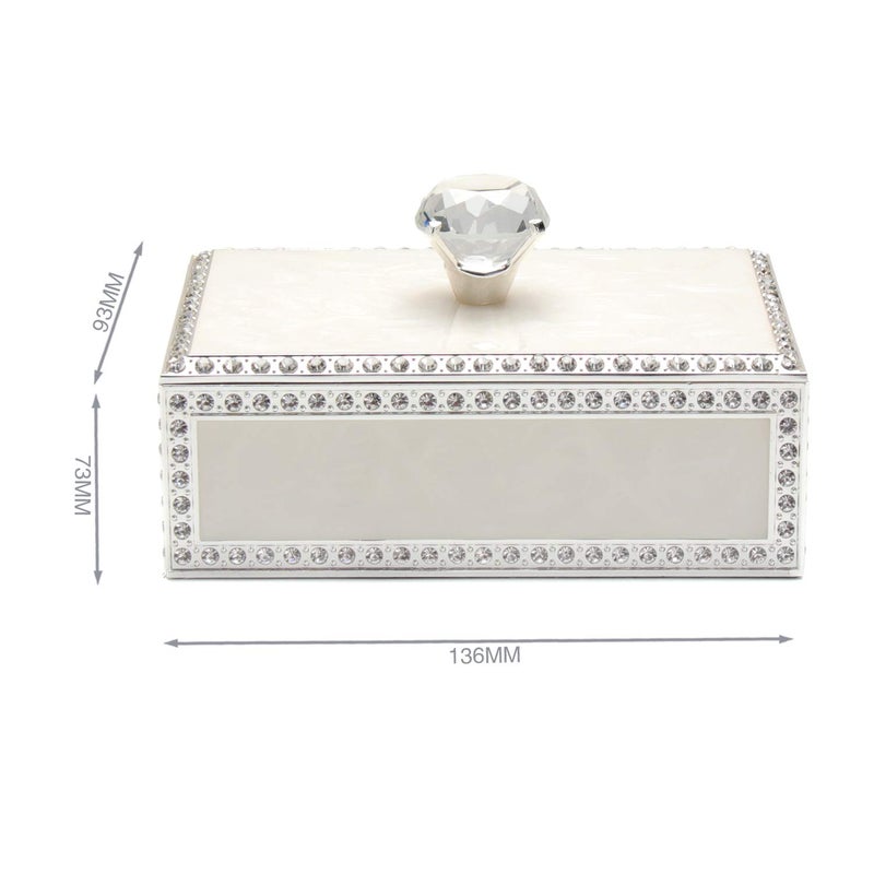 LASODY Diamond Crystal Jewelry Storage Box for Rings Earrings Necklace Treasure Chest Organizer Jewelry Keepsake Gift Box Case for Girl Women (Diamond Rectangle Silver Plating) - Image 2