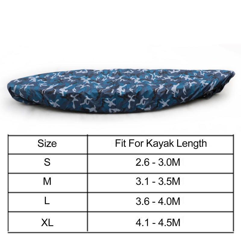 Kayak Cover: XL For Kayak Length 4.1 - 4.5M Blue Camouflage - High-Quality Oxford Cloth With Silver Coating Waterproof Uv Kayak Cover For Outdoor Storage And Protection Of Kayak Boat Canoe Sup Paddleb - Image 3