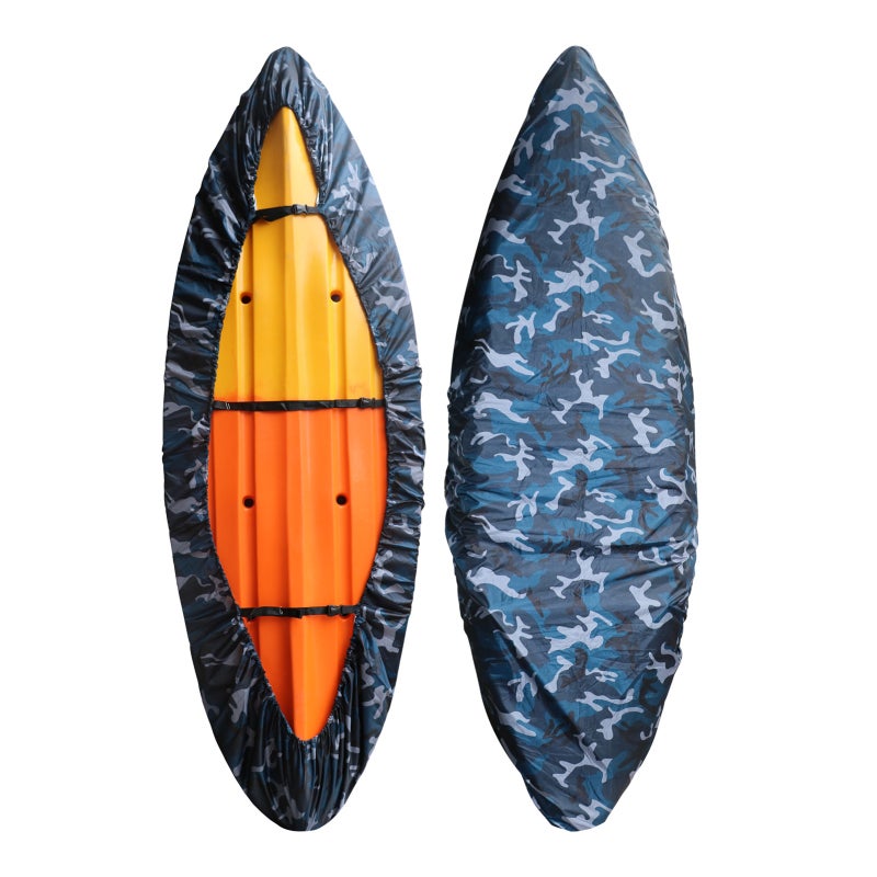 Kayak Cover: XL For Kayak Length 4.1 - 4.5M Blue Camouflage - High-Quality Oxford Cloth With Silver Coating Waterproof Uv Kayak Cover For Outdoor Storage And Protection Of Kayak Boat Canoe Sup Paddleb - Image 1