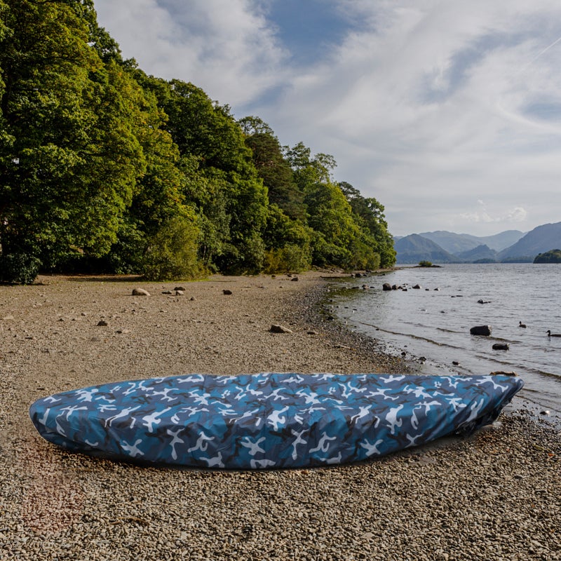 Kayak Cover: XL For Kayak Length 4.1 - 4.5M Blue Camouflage - High-Quality Oxford Cloth With Silver Coating Waterproof Uv Kayak Cover For Outdoor Storage And Protection Of Kayak Boat Canoe Sup Paddleb - Image 5