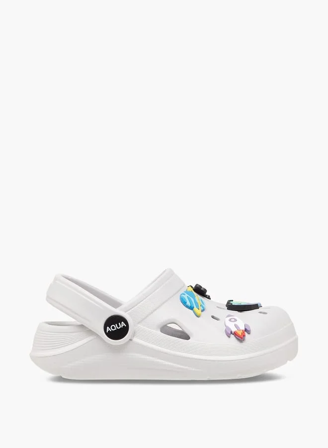 Aqua Boys' Applique Detail Clogs with Backstrap