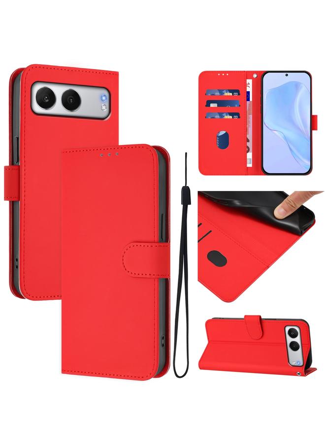 S-TOP Case For OnePlus Nord 4 5G Skin Feel Solid Color Leather Phone Case with Lanyard - Image 1