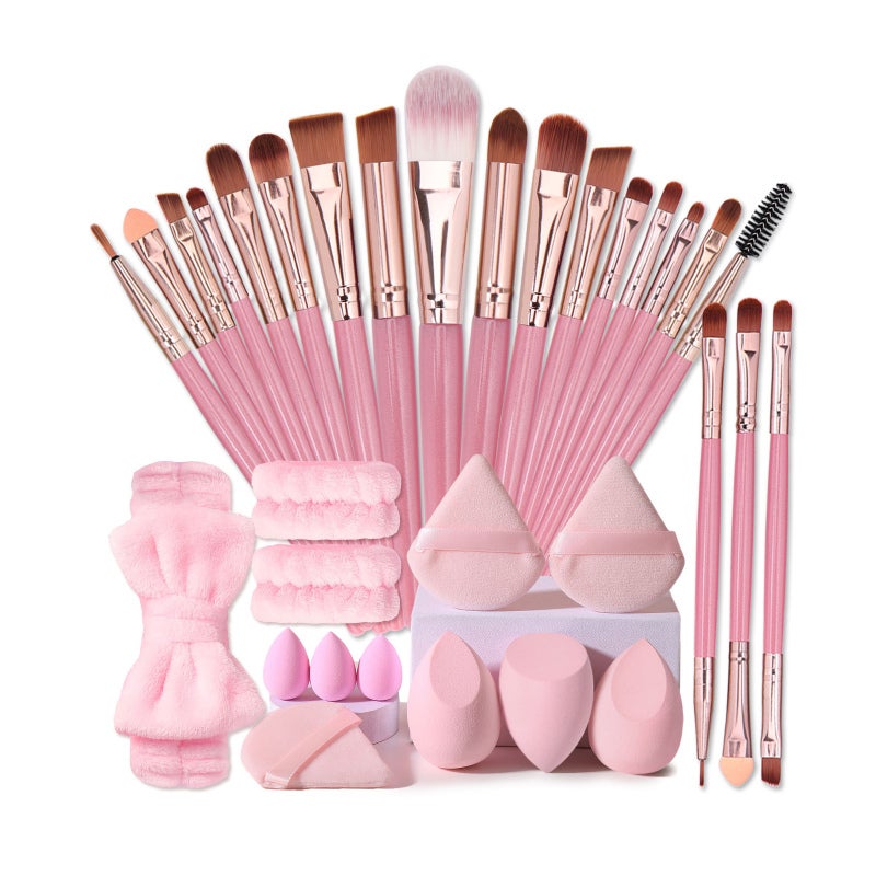 Makeup Brushes 20-Piece Purple Set Soft Artificial Fiber With Plastic Handle Aluminum Tube - No Powder Absorption Dual-Use Beauty Eggs & Powder Puffs Cosmetic Tools for Beginners Home Makeup Applicati - Image 2
