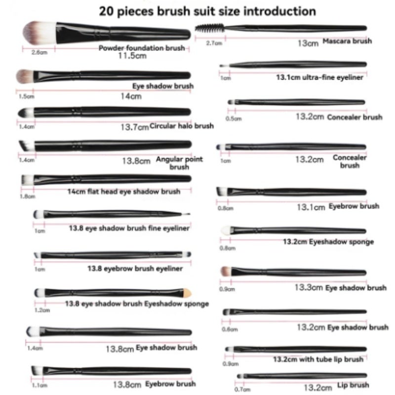 Makeup Brushes 20-Piece Purple Set Soft Artificial Fiber With Plastic Handle Aluminum Tube - No Powder Absorption Dual-Use Beauty Eggs & Powder Puffs Cosmetic Tools for Beginners Home Makeup Applicati - Image 5