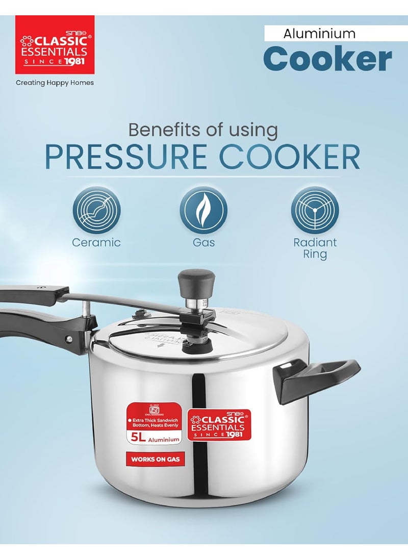 Classic Essentials Classic Essentials Alpha Delight Stainless Steel Pressure Cooker ISI Certified Inner Lid Pressure Cooker Induction Bottom Pressure Cooker  - Image 3