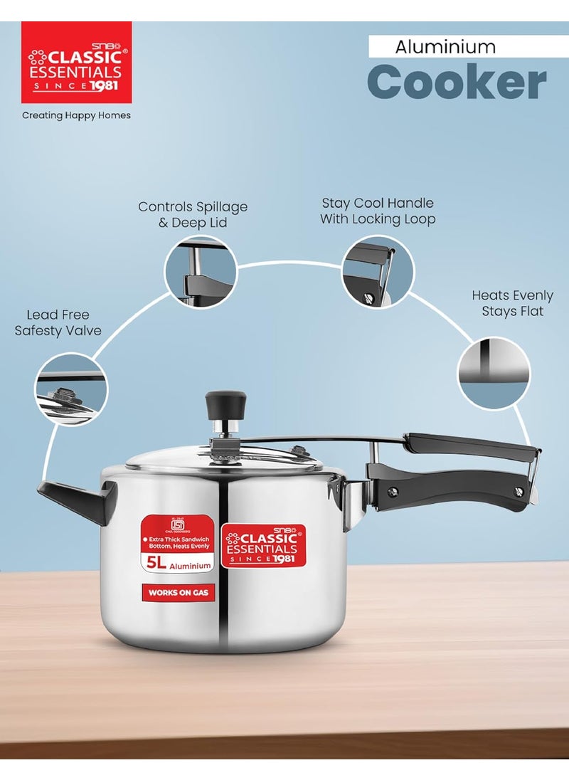 Classic Essentials Classic Essentials Alpha Delight Stainless Steel Pressure Cooker ISI Certified Inner Lid Pressure Cooker Induction Bottom Pressure Cooker  - Image 4