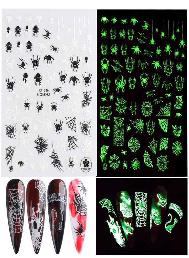 Macute Luminous Nail Stickers - 3D Halloween Nail Art Designs - Skull, Ghost, Pumpkin, Spider, Bat Decals - Self-Adhesive, 6 Sheets - Image 5