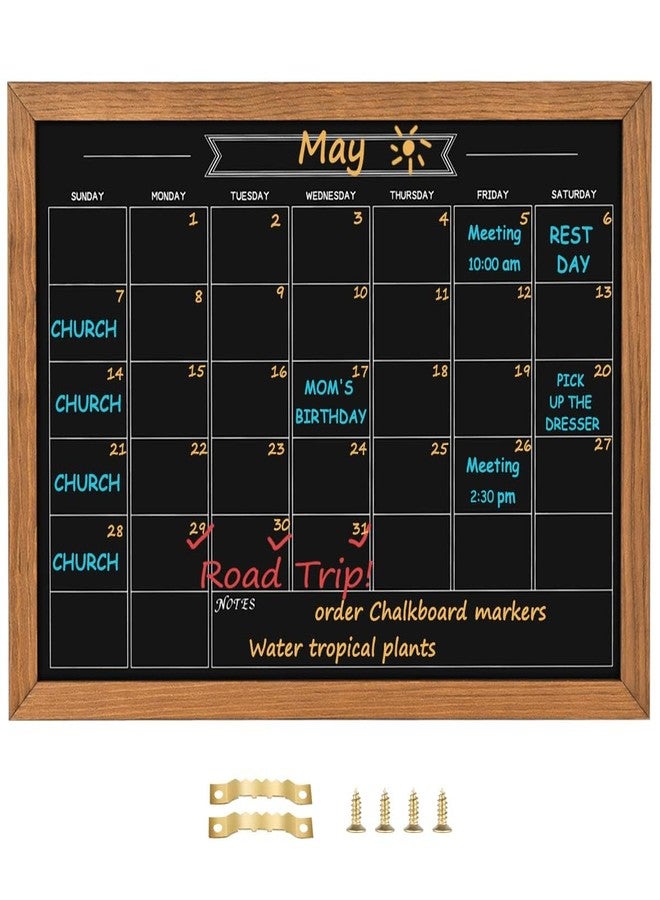 Umtiti Calendar Chalkboard, 10.6" * 14.6", Magnetic Surface Rustic Brown Solid Pine Wood Frame Chalk Board for Planning/School Timetable/Memo, Hanging Board for Office, School and Home(YLHB-QZ-2737) - Image 1