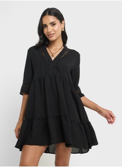 Ginger Cutwork Detail A Line Dress  - Image 1