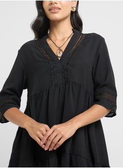 Ginger Cutwork Detail A Line Dress  - Image 3
