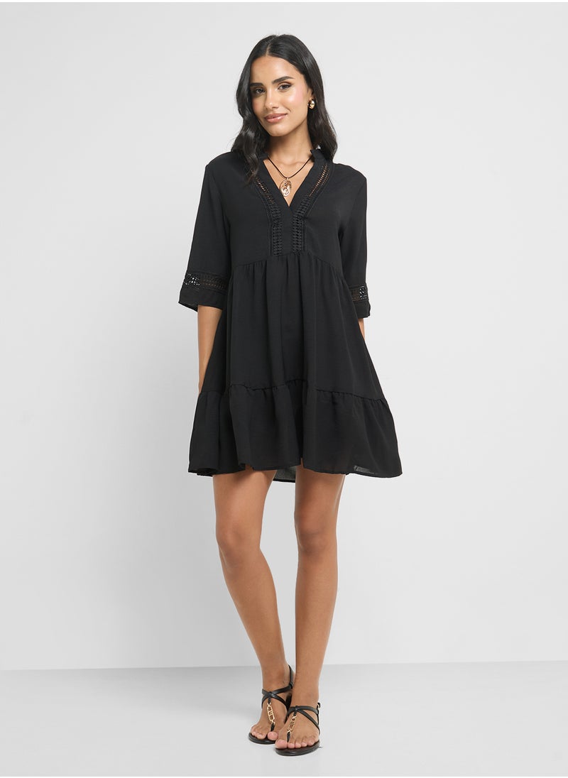 Ginger Cutwork Detail A Line Dress  - Image 4