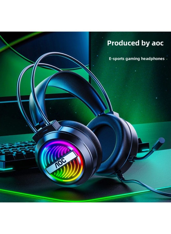 Generic - TPV GH120 Computer Single USB Headset Headset Eating Chicken Wired Headset RGB Colorful Light-Color:To Cool 406 7.1USB Port Light - Image 1