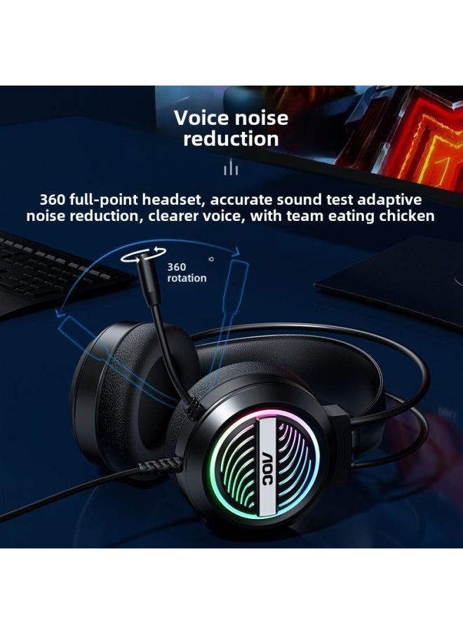 Generic - TPV GH120 Computer Single USB Headset Headset Eating Chicken Wired Headset RGB Colorful Light-Color:To Cool 406 7.1USB Port Light - Image 1