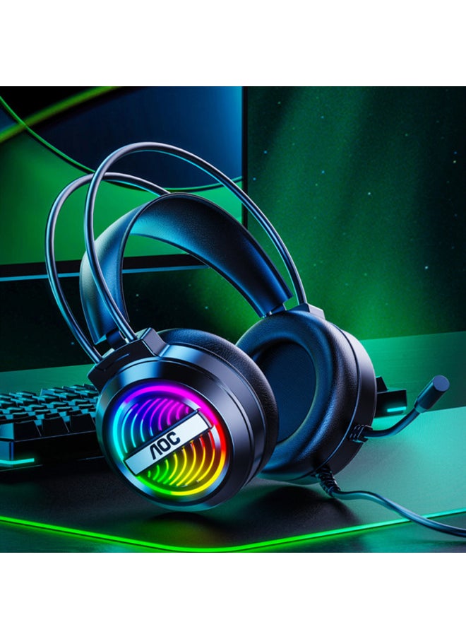 Generic - TPV GH120 Computer Single USB Headset Headset Eating Chicken Wired Headset RGB Colorful Light-Color:To Cool 406 7.1USB Port Light - Image 1
