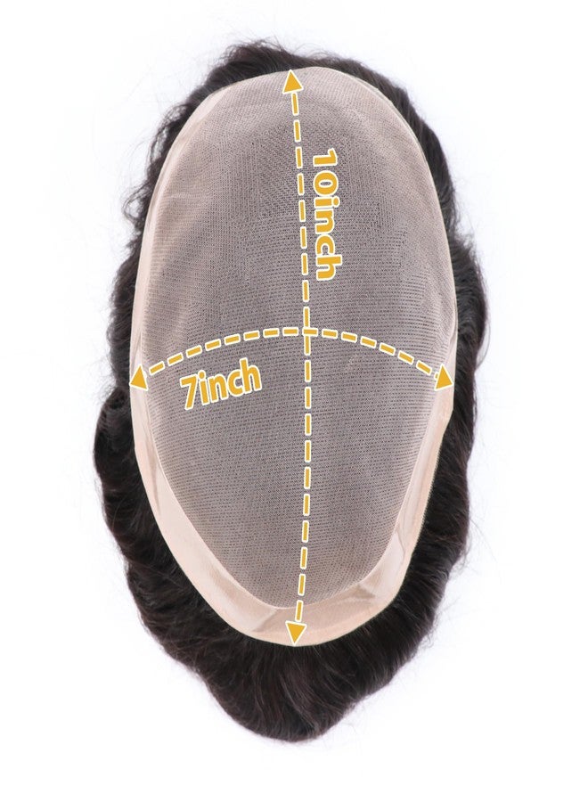 lumeng Hair Toupee For Men Mono Lace Replacement Systems Mens Hairpieces 7x10 Inch Mens Partial Toupee 1B Mans Hair Prosthesis Durable Lace Male Units Human Hair Natural Hairline Protesis Capilar - Image 5