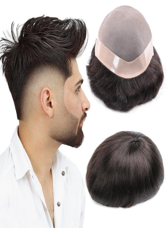 lumeng Hair Toupee For Men Mono Lace Replacement Systems Mens Hairpieces 7x10 Inch Mens Partial Toupee 1B Mans Hair Prosthesis Durable Lace Male Units Human Hair Natural Hairline Protesis Capilar - Image 1