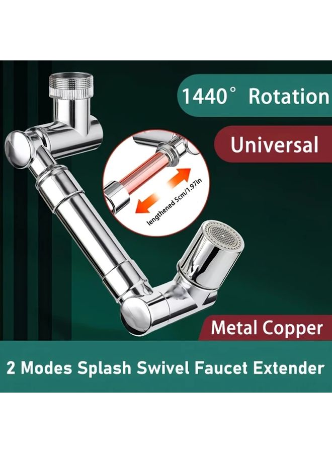 Silvery 2 Mode Spray Kitchen Faucet Extender With 1440 Rotation Water Saving - Image 1