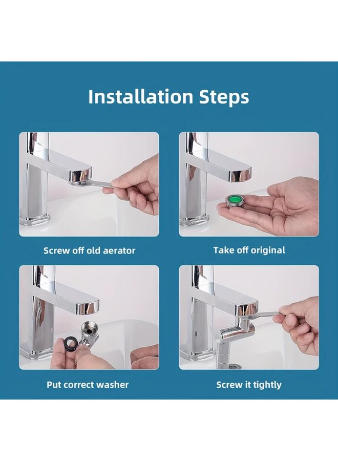 Silvery 2 Mode Spray Kitchen Faucet Extender With 1440 Rotation Water Saving - Image 2
