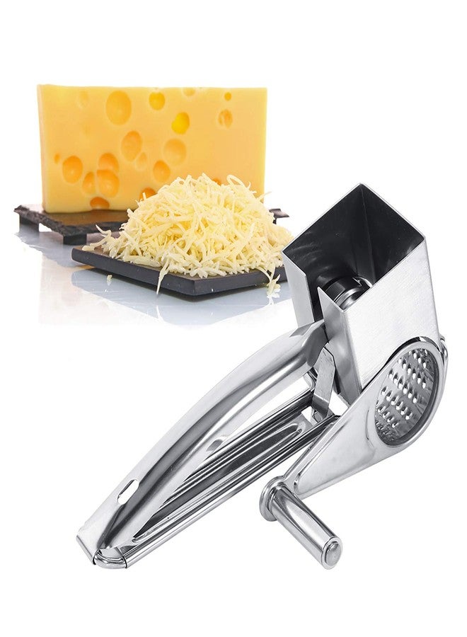 WALFRONT Stainless Steel Cheese Grater Manual Rotary Cheese Grater Handheld Cheese Cheese Shred Tool - Image 1