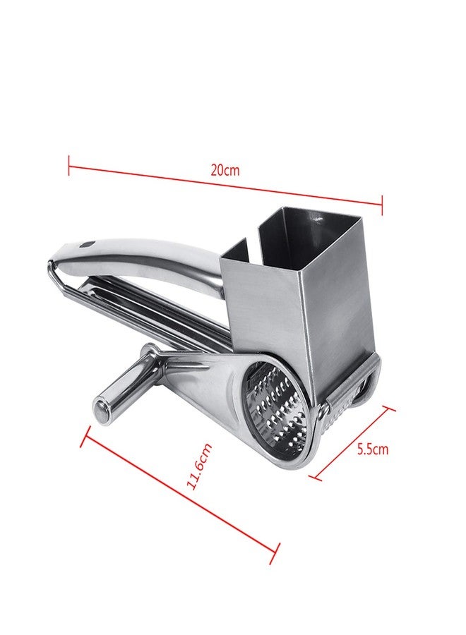 WALFRONT Stainless Steel Cheese Grater Manual Rotary Cheese Grater Handheld Cheese Cheese Shred Tool - Image 3