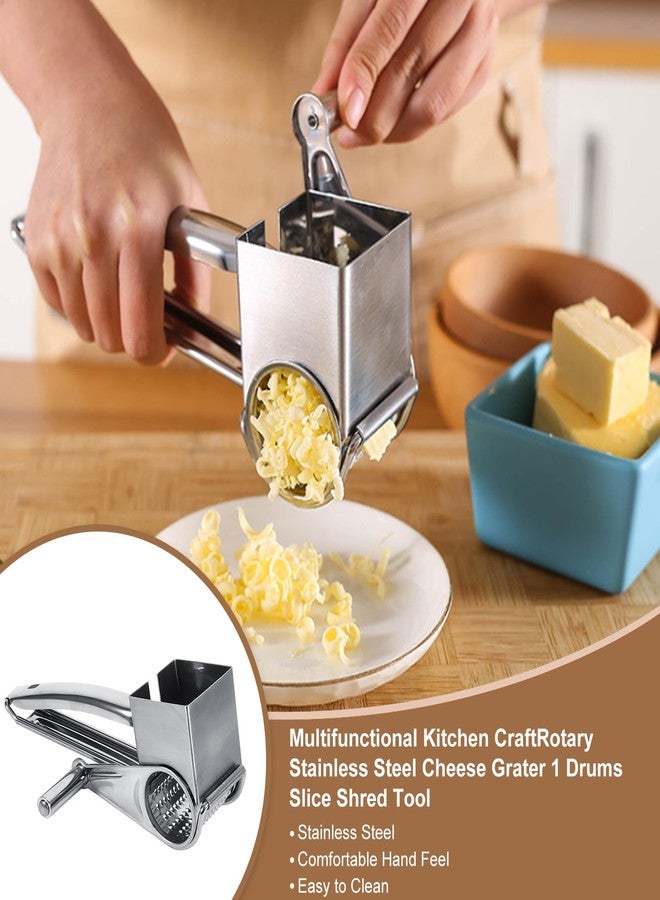 WALFRONT Stainless Steel Cheese Grater Manual Rotary Cheese Grater Handheld Cheese Cheese Shred Tool - Image 2
