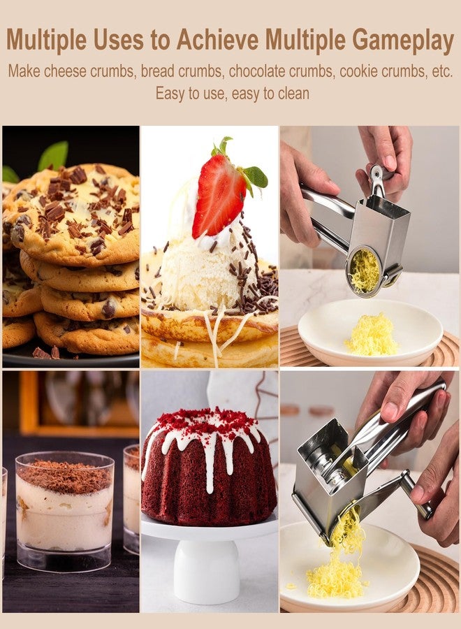 WALFRONT Stainless Steel Cheese Grater Manual Rotary Cheese Grater Handheld Cheese Cheese Shred Tool - Image 4