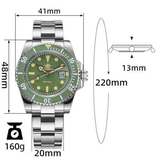 ADDIESDIVE Green Watches for Men Quartz 200 M Waterproof Luminous Rotating Bezel Male Watches - Image 3