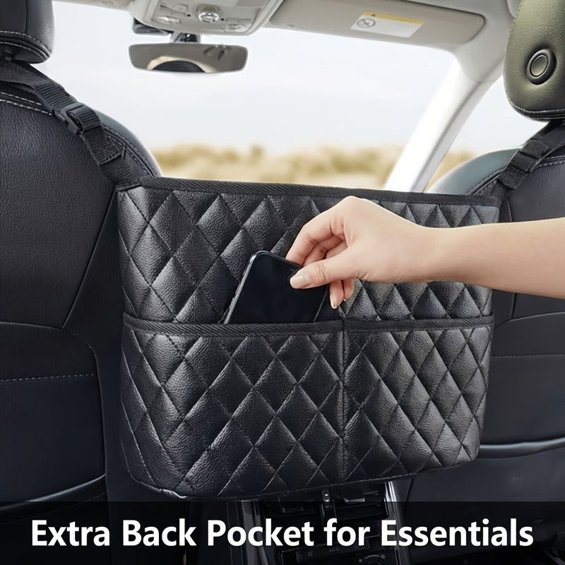 1 Piece Black PU Leather Car Seat Storage Organizer Bag For Bottles Wipes And Travel Essentials Safety Seat Accessory - Image 3