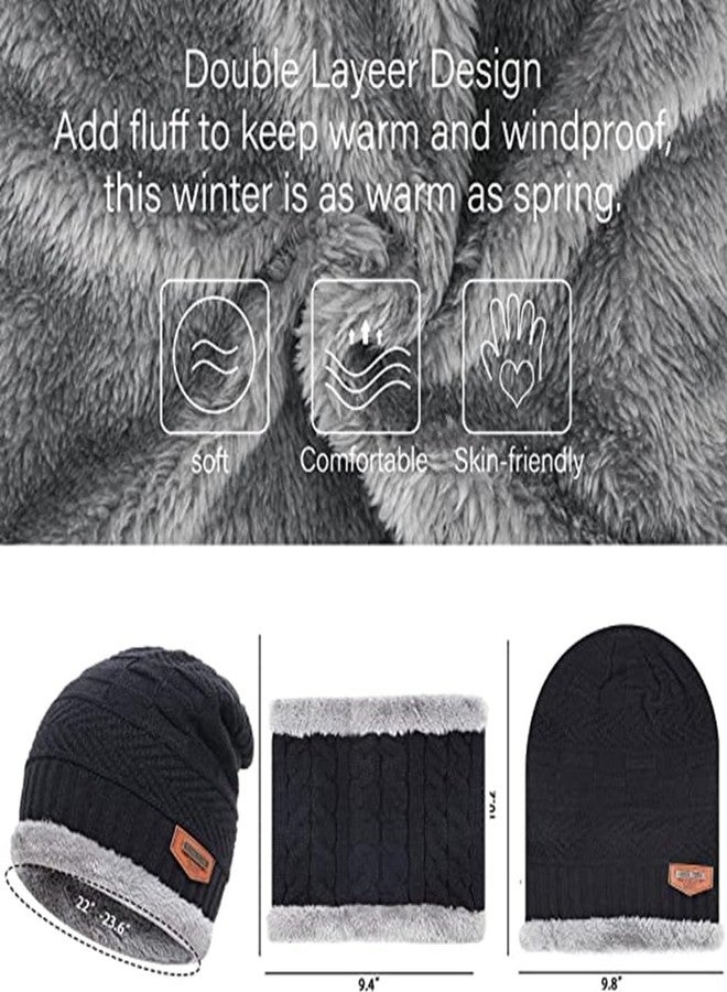 EMPOISON Cozy Winter Cap and Neck Warmer Set - Stay Warm and Stylish in Cold Weather (Black) - Image 3