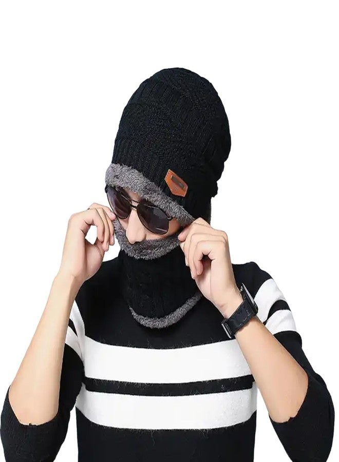 EMPOISON Cozy Winter Cap and Neck Warmer Set - Stay Warm and Stylish in Cold Weather (Black) - Image 1