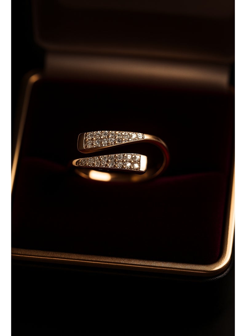 ثري دايموندز خاتم لف مطلي دهب للبنات بفصوص زيركون ناعمة – فري سايز ولمعة ساحرة - Image 3