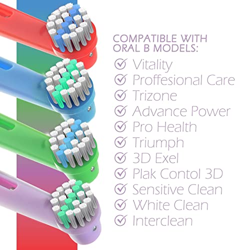 Alayna Replacement Toothbrush Heads for Oral B Braun Electric Toothbrush- 8 Pk of Kids Colorful Brush Heads Compatible with Oral-b- Soft Bristles, Small Heads, Fits Pro 1000, Action, Floss & More! - Image 5