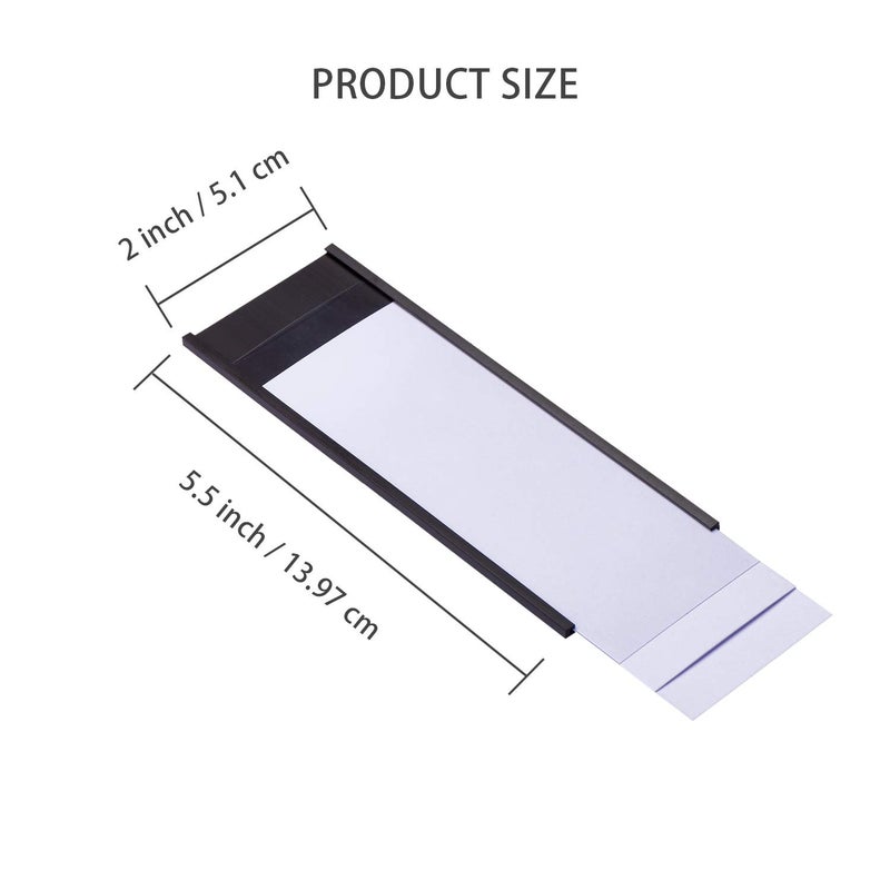 Eeoyu Magnetic Label Holders with Magnets Magnetic Data Card Holders with Clear Plastic Protectors for Metal Shelf, Whiteboard, Set of 50 (2 x 5.5 Inch) - Image 2