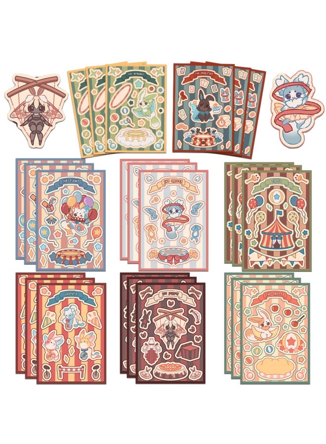 8 Original Retro Rabbit Circus Collage Waterproof Hand Account Material Decoration Laptop Luggage
