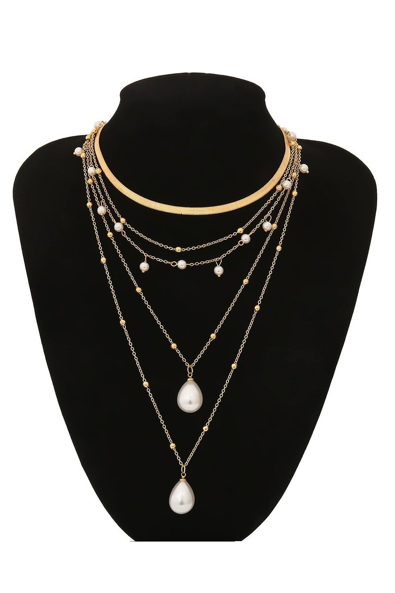 Layered Pearl Chain Necklace for Women – Punk Minimalist Lock Pendant Choker, Multi-Strand Statement Jewelry - Image 2